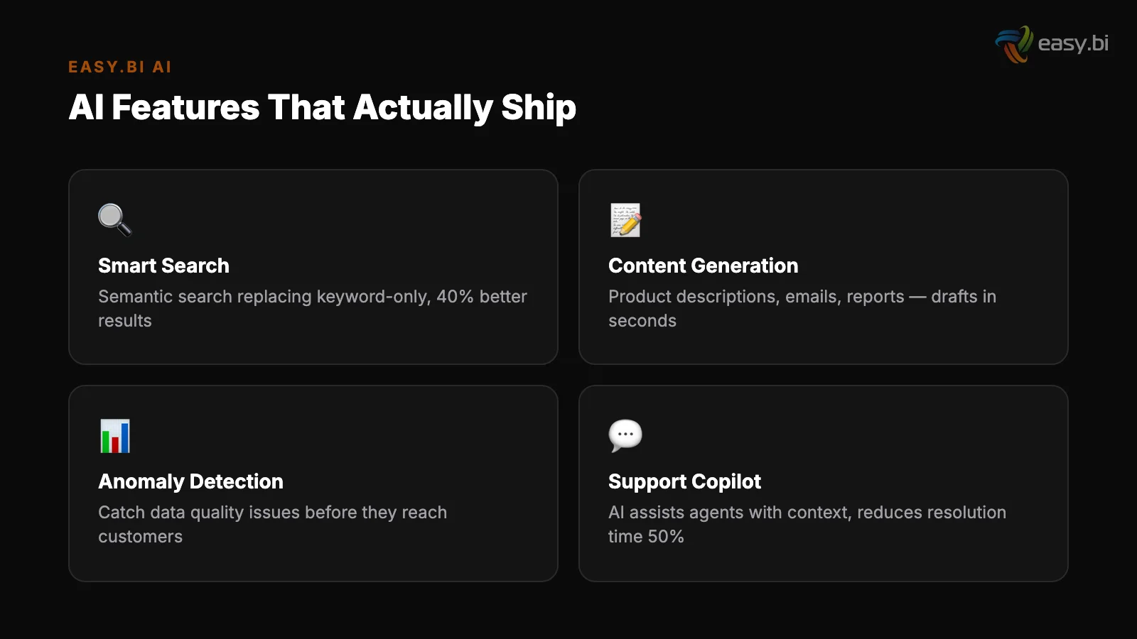 Infographic: comparison and analysis for ai features existing products