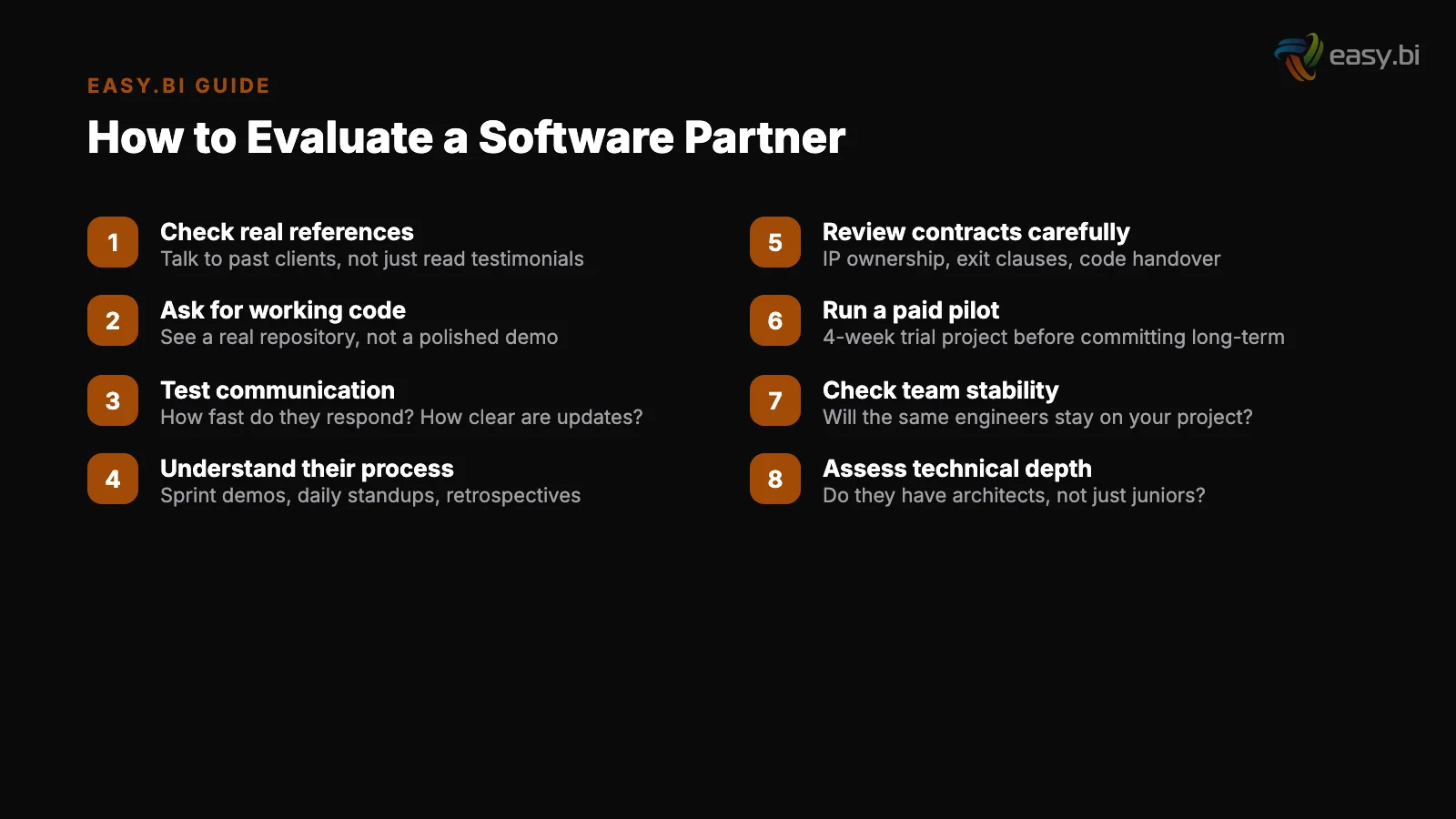 Infographic: data and metrics for evaluate software development partner