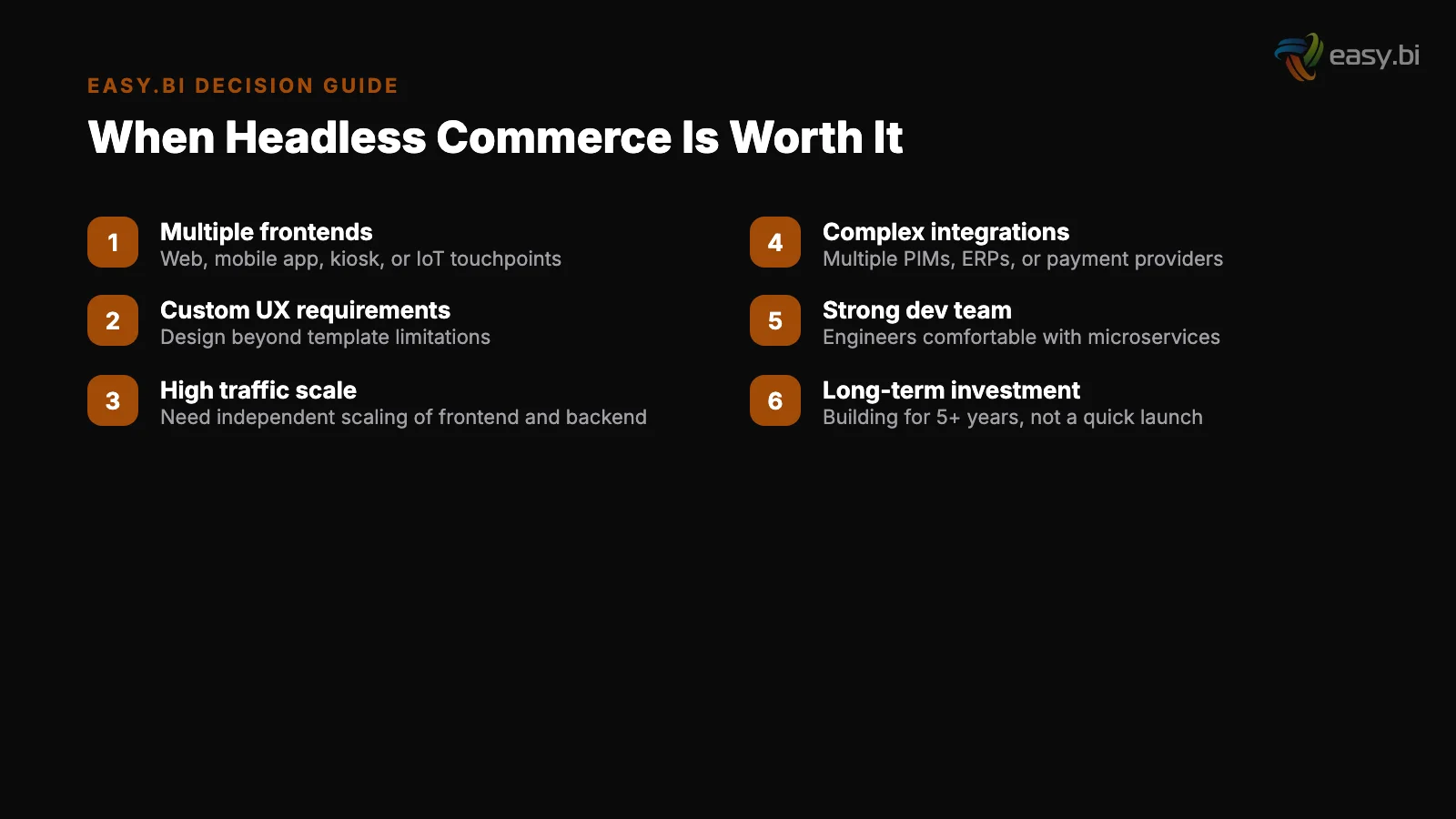 Infographic: comparison and analysis for headless commerce decision guide