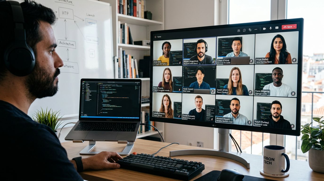 Distributed engineering team collaborating remotely across four countries