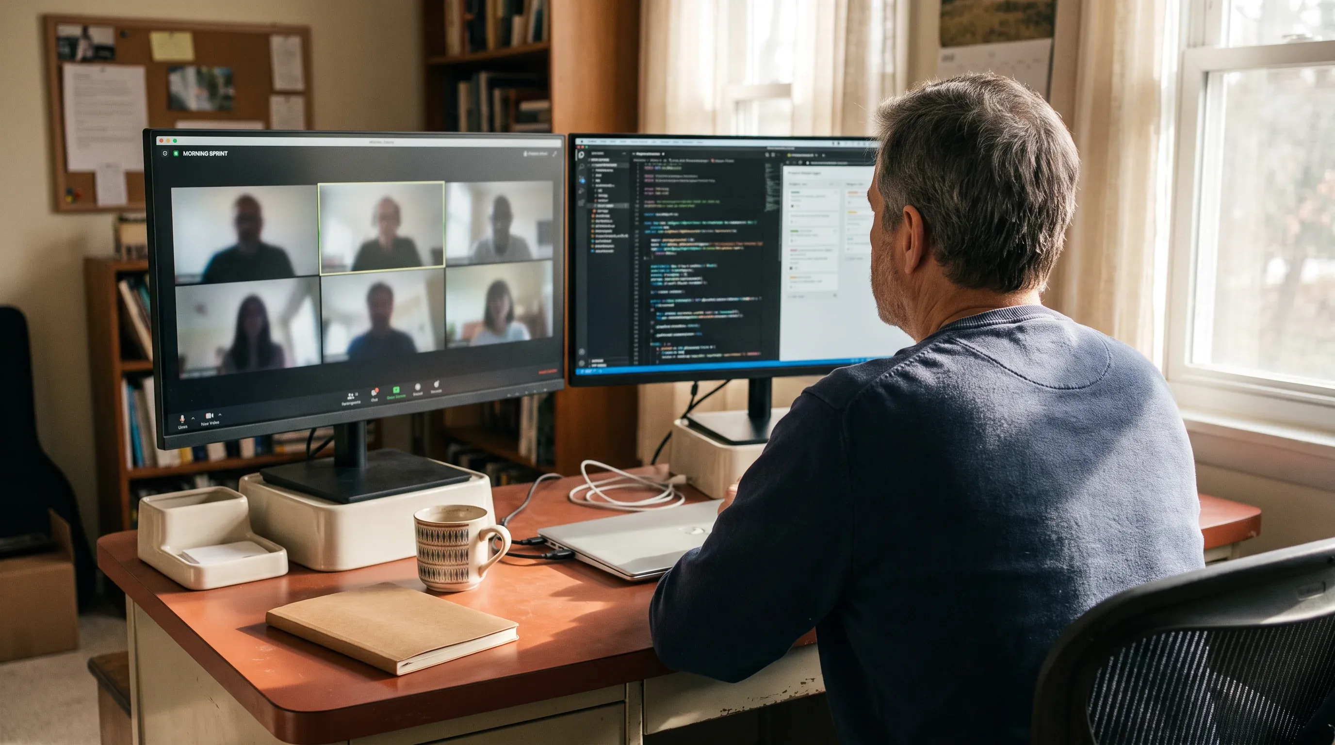 Illustrates team extension: a senior nearshore engineer embedded in the client's sprint standup and daily cadence.